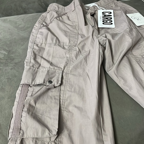 Orange kiss essentials CARGO pants small polyester cotton taupe pockets elastic - Picture 5 of 12